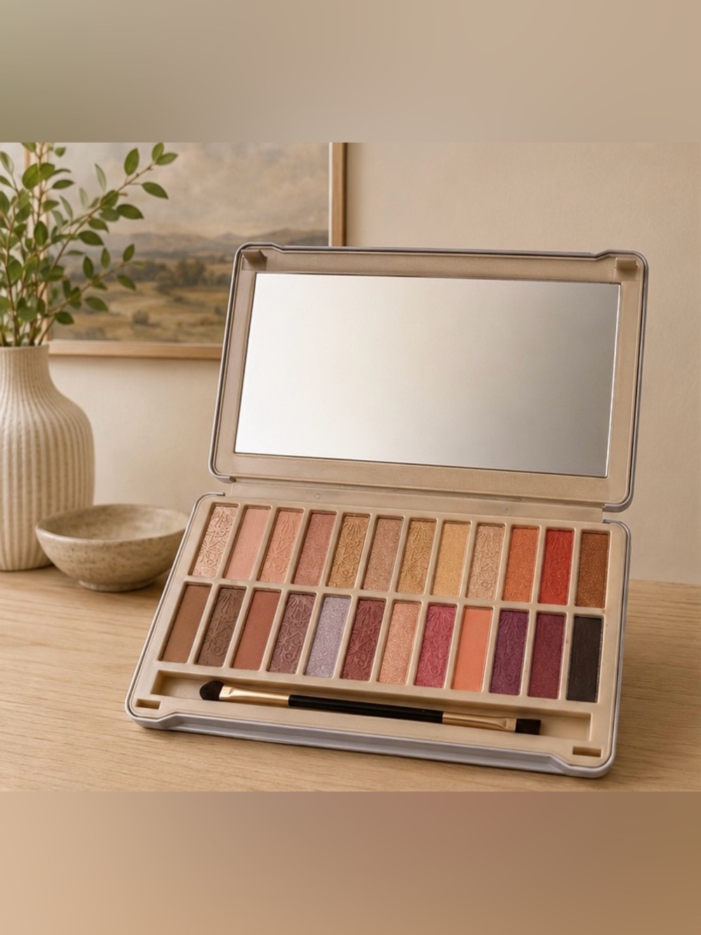 Nicole Miller Rosy Pinks & Golden Nudes 24-Shade Eyeshadow Palette Vegan